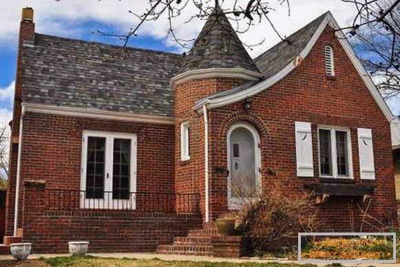 Beautiful masonry - facing brick on the facade of the house