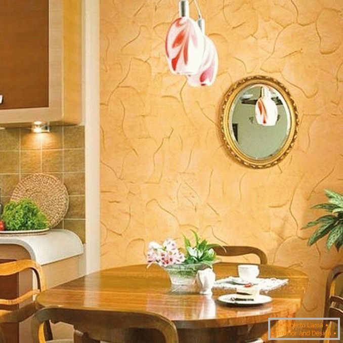 wall decoration in the kitchen with decorative plaster, photo 5