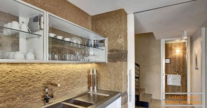 wall decoration in the kitchen with decorative plaster, photo 7