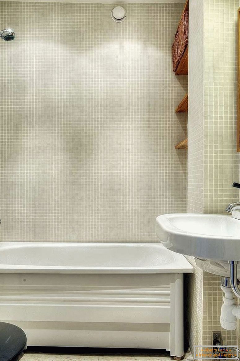 Stylish bathroom of a small apartment in Sweden