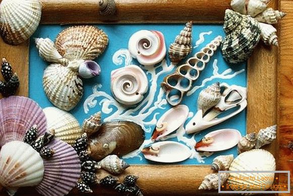 a panel of seashells and stones, photo 2