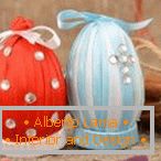 Ribbons and rhinestones on eggs