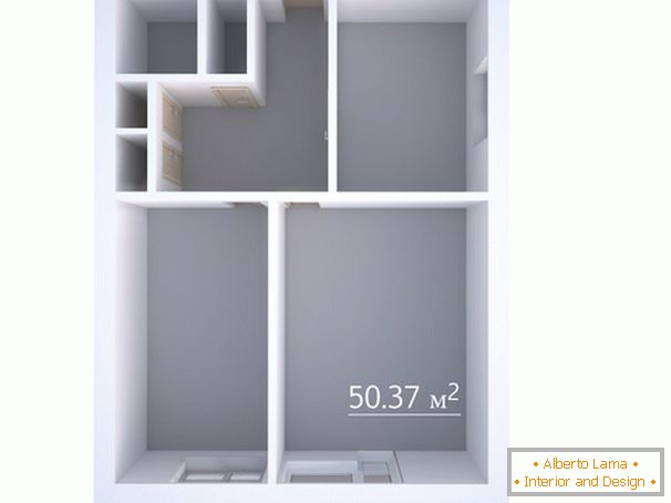 The layout of a two-room apartment