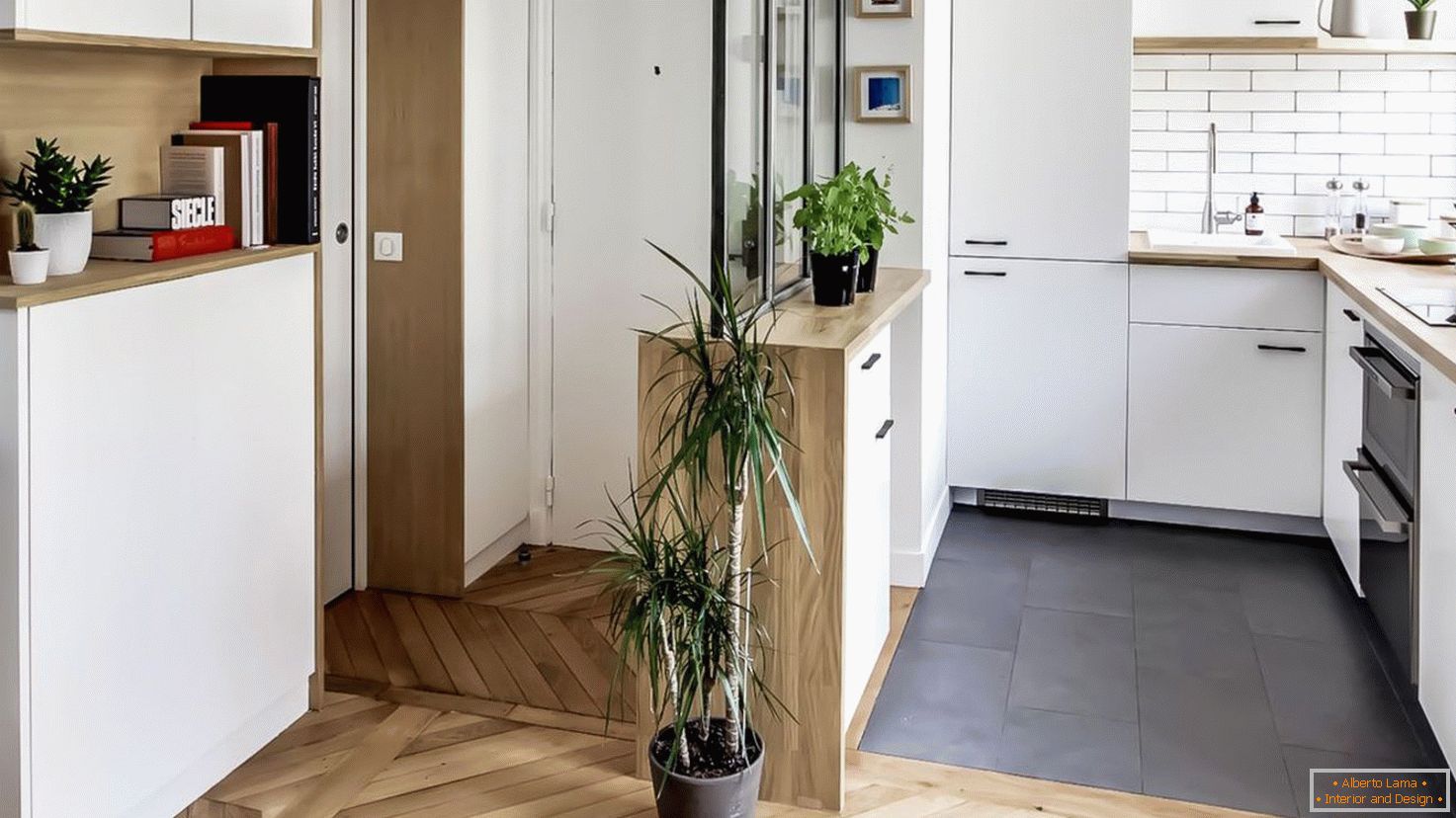 Interior of a small apartment in white color