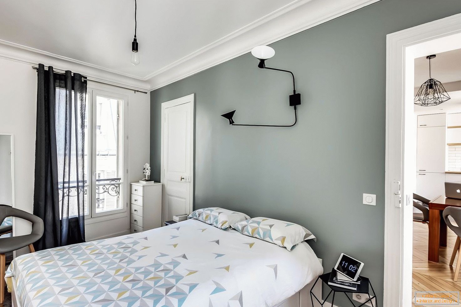 Bedroom in gray tones