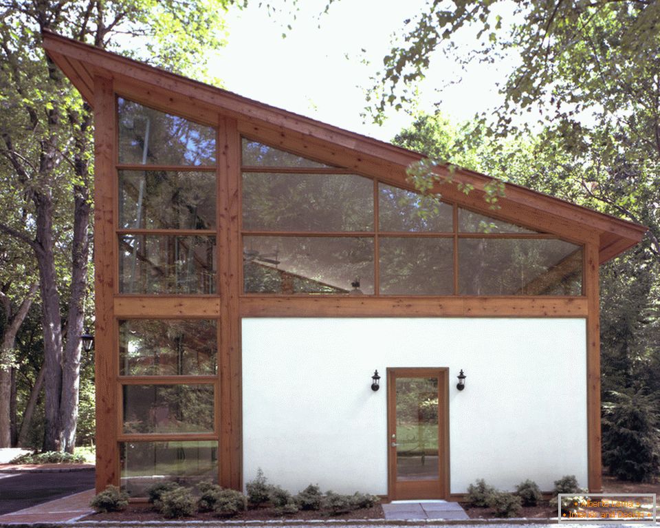 Garage with glass facade