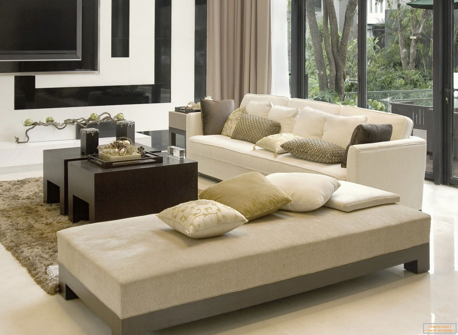 Cozy living room in beige tones