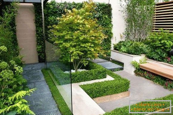 Clean minimalist design of the garden plot