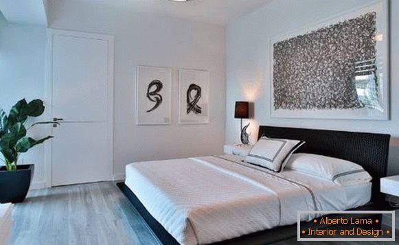 Scandinavian bedroom design with floating quartz