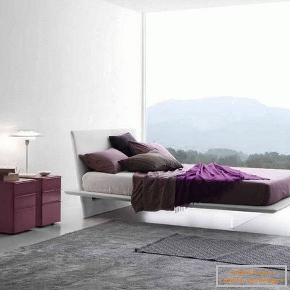 Modern bed with transparent legs