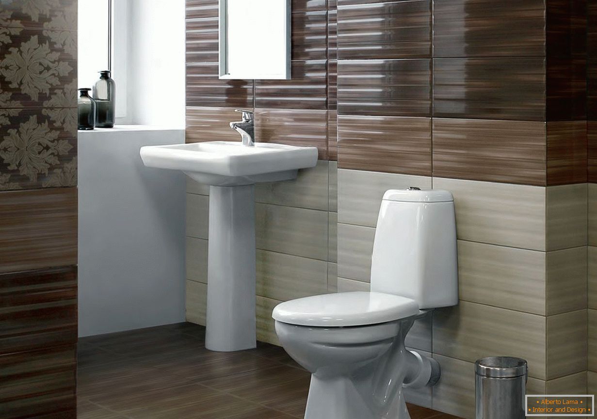 Brown shades in the design of the toilet with a sink