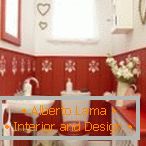Romantic style in the design of red and white toilet