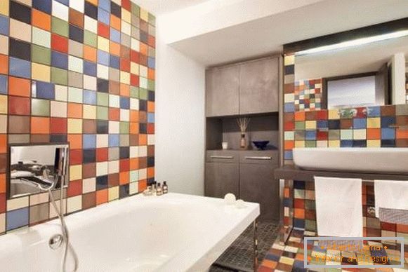 Multicolored bathroom tiles photo design