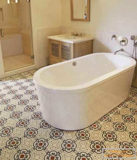 Bathroom tile with antique motifs