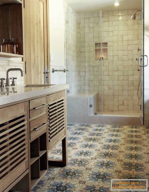 Stylish tiles in bathroom design photo