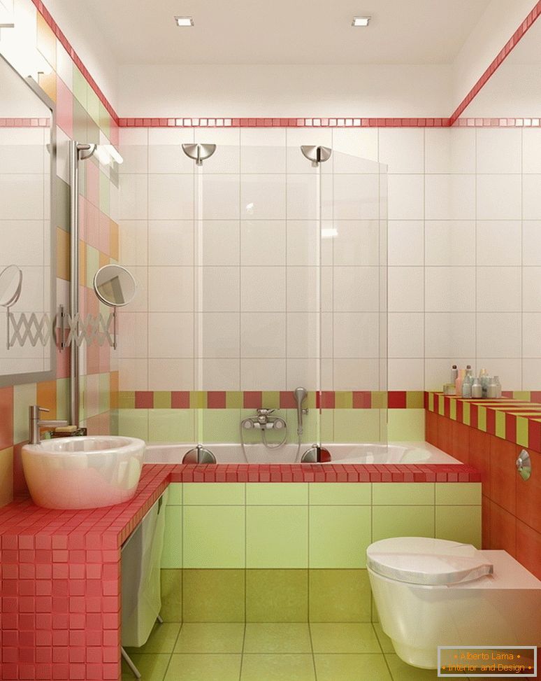 Interior of the bathroom combined with the toilet