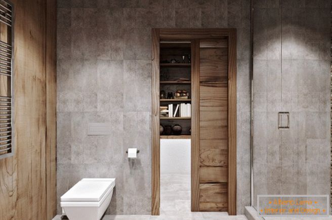 Interior of the bathroom combined with the toilet