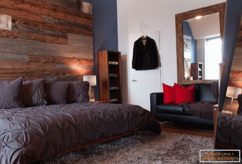 Interior of a bedroom in an eco-house