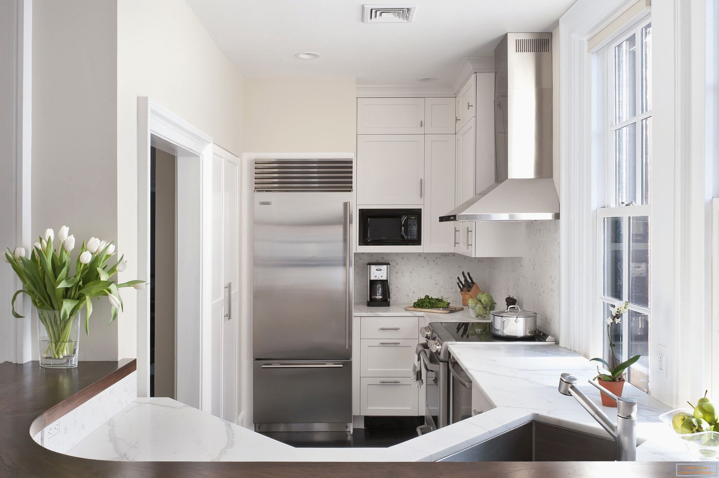 White interior kitchen in the cottage