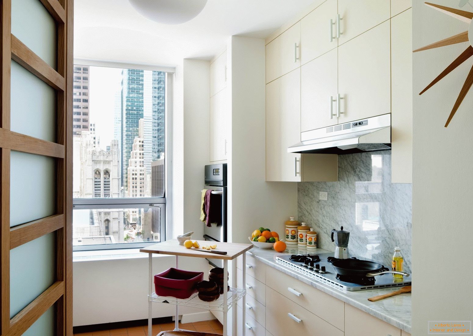 Kitchen interior with a small island