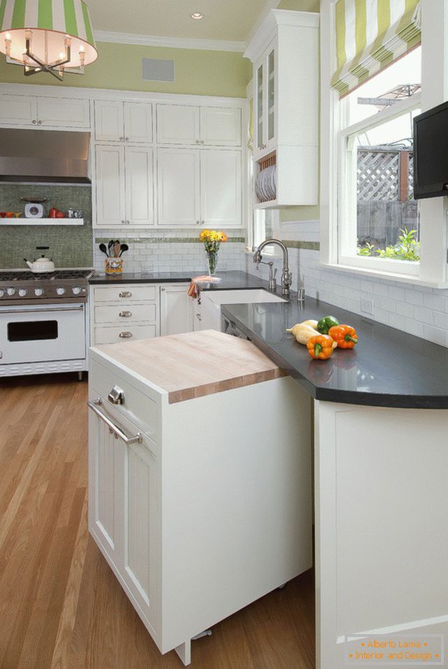 Kitchen interior with a pull-out island