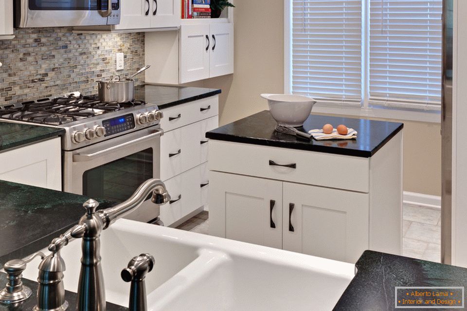 Kitchen interior with a small island