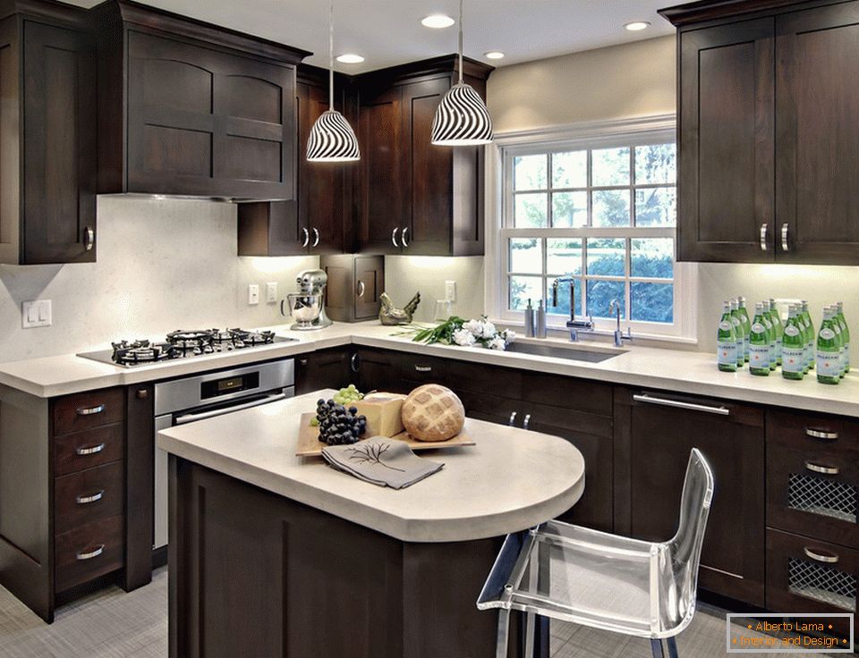 Kitchen interior with a small island