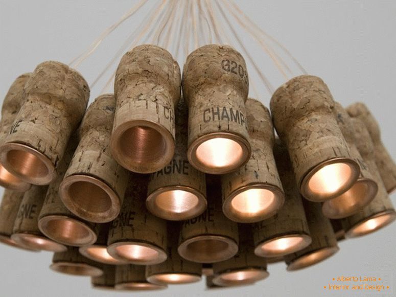 Chandelier of wine corks
