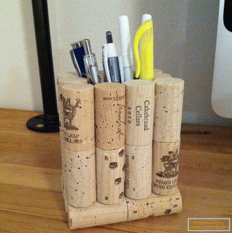 Stand for pens from wine corks