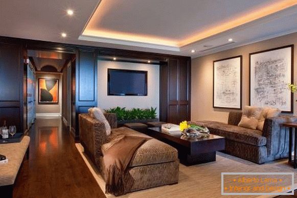 Which LED strip to choose for ceiling lighting - фото в гостиной