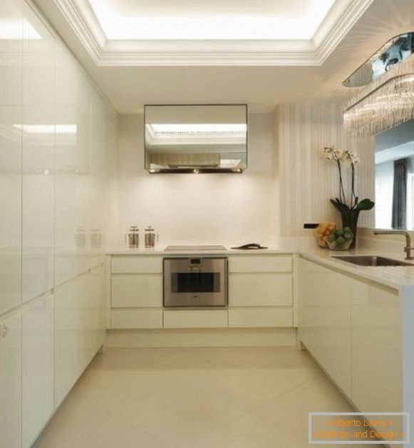 LED ceiling tension lighting in the kitchen