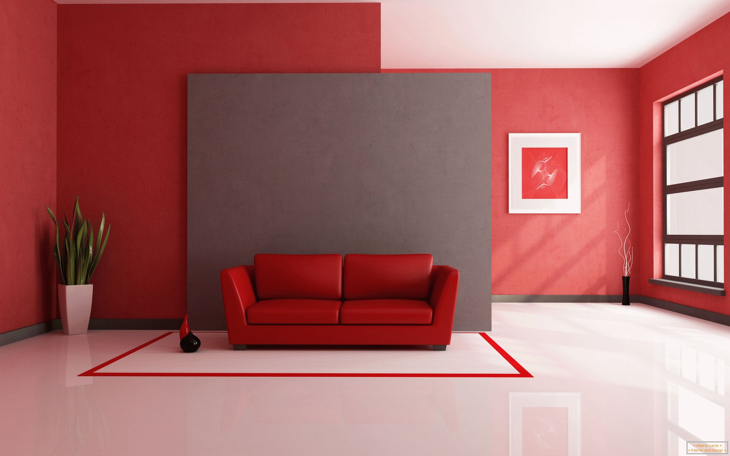 Red walls in the interior