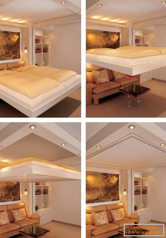 Bed that is attached to the ceiling