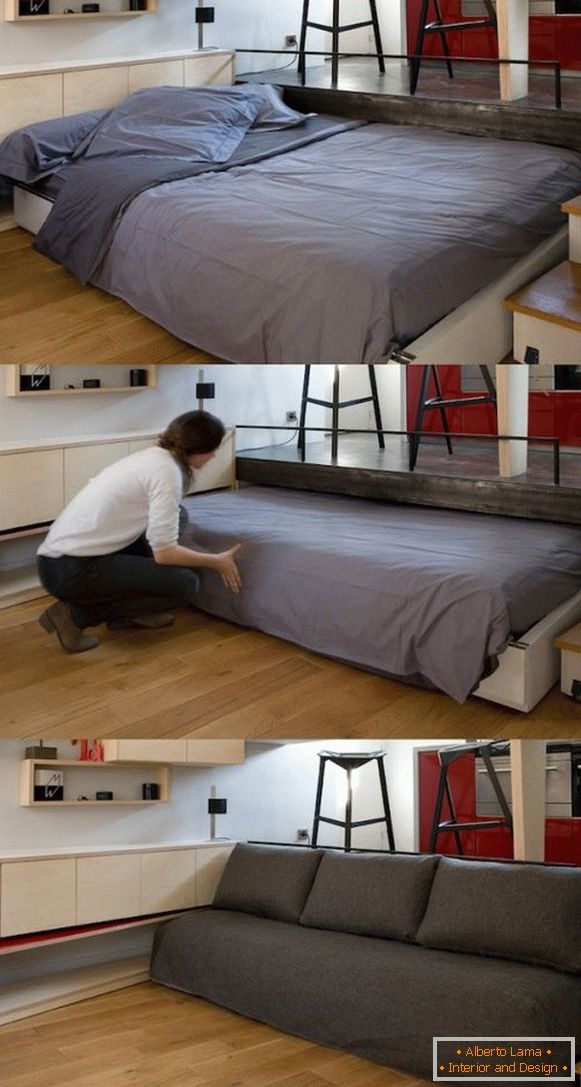 Hidden bed with retractable mechanism