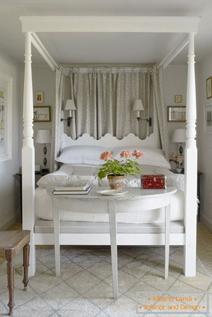 A large bed in a small bedroom