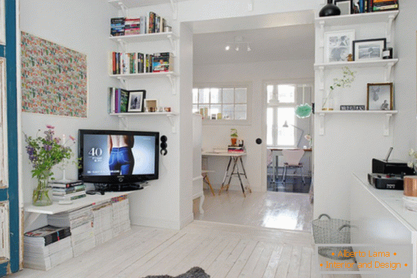 Interior of a small apartment in Stockholm