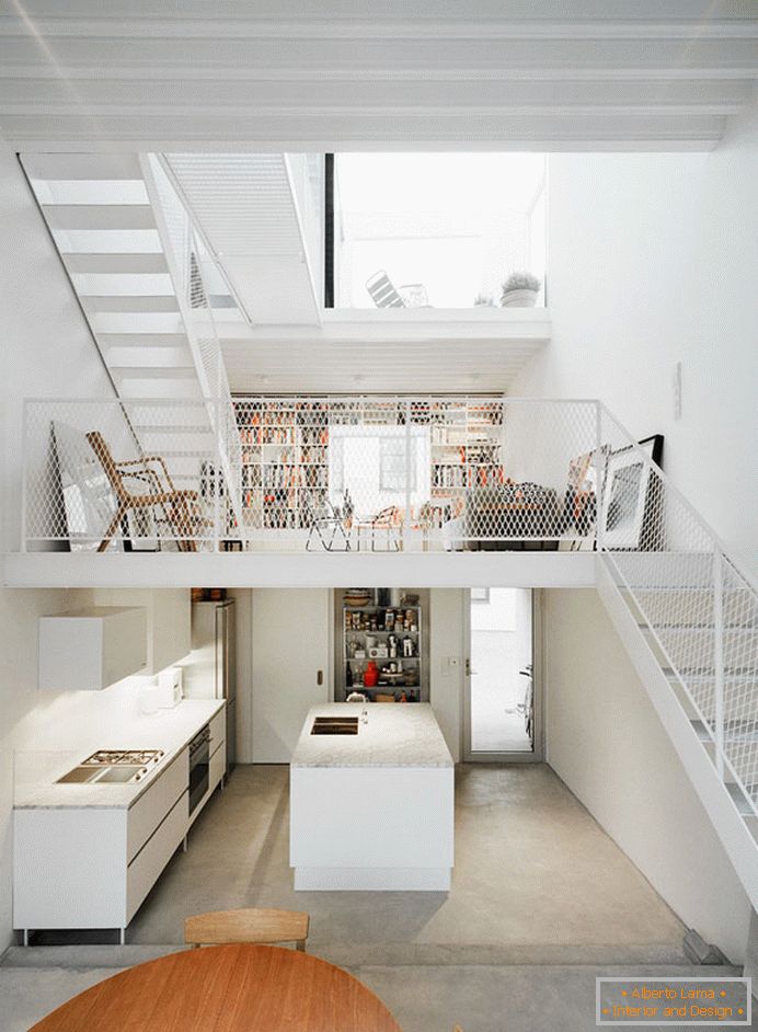 Two-level apartment in white color