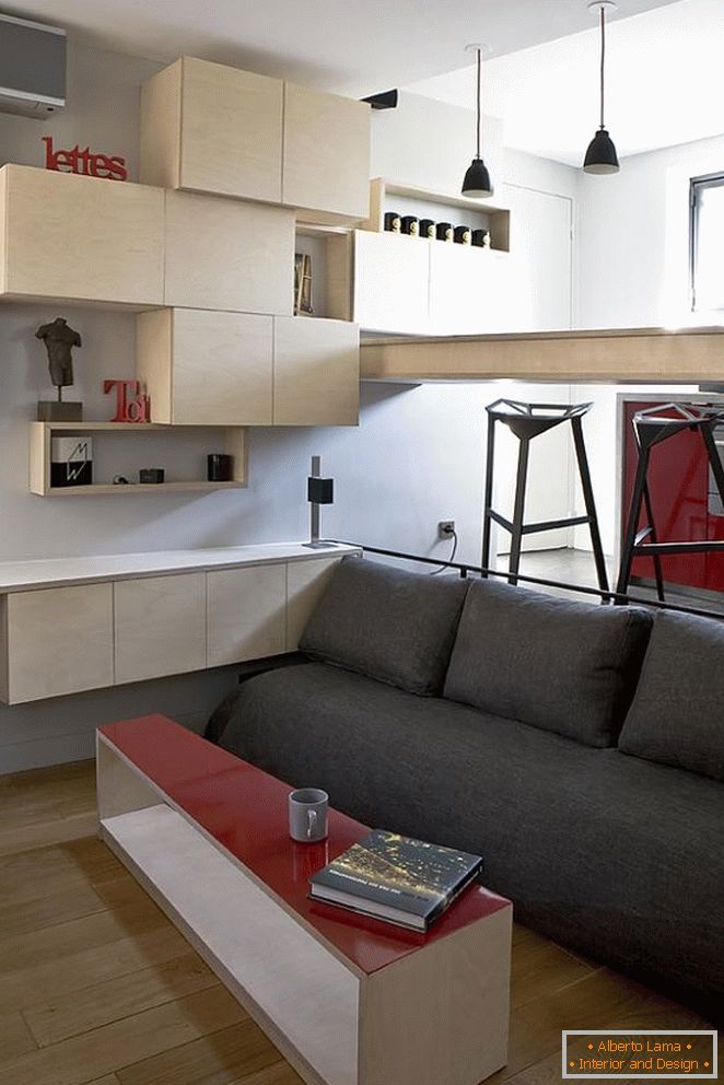 Interior of a small apartment in Paris