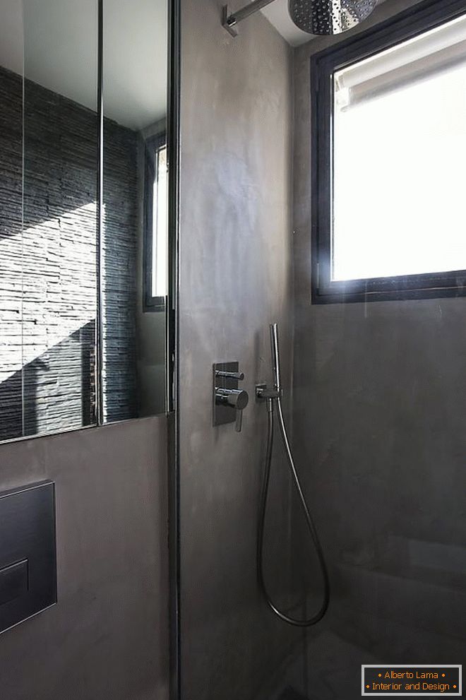 Shower with glass wall
