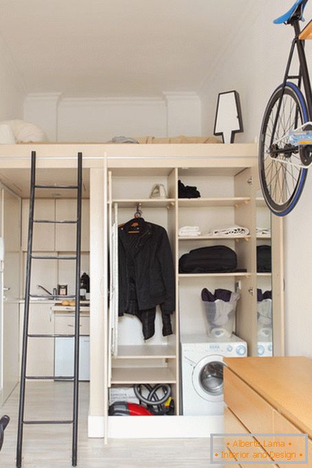 Wardrobe in the interior of a small apartment