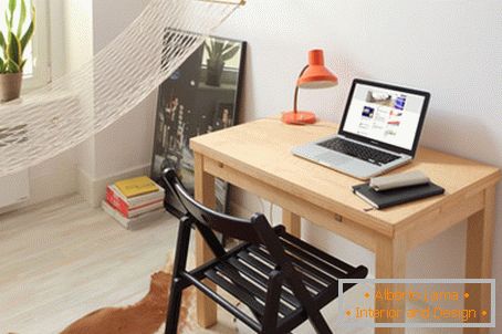 Bicycle in the interior of a small apartment