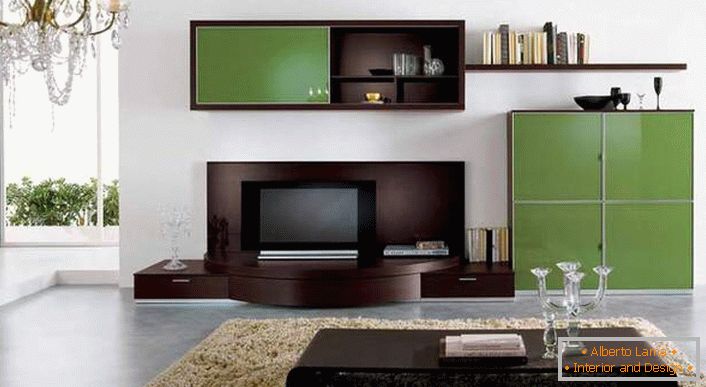 Modular furniture for a modern spacious living room.