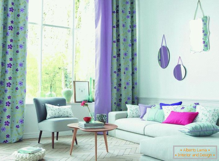 Gently blue color gives the interior design of the living room a kind of lightness and uncomplicatedness.