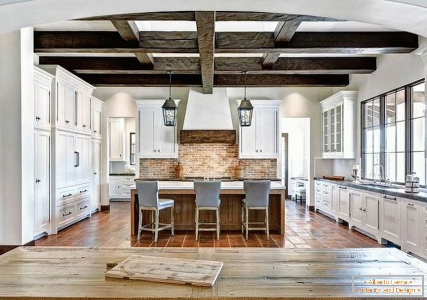 Kitchen interior made of natural materials