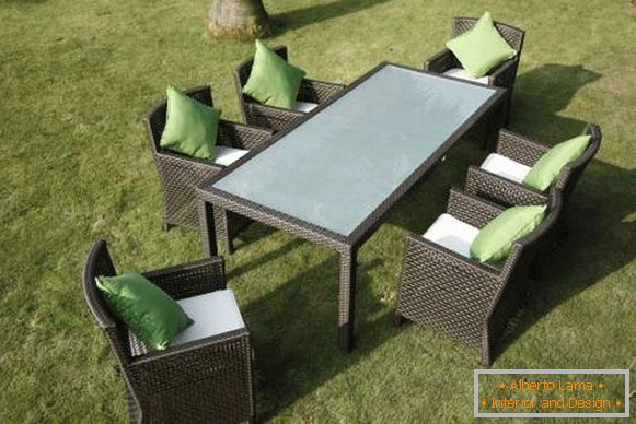 Furniture set from rattan for a garden
