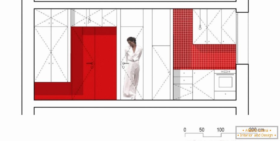 The layout of a small studio apartment