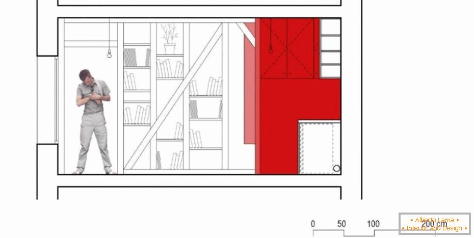 The layout of a small studio apartment