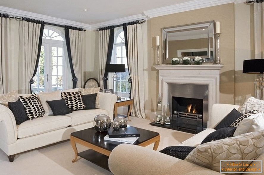 Design of living room in beige tones