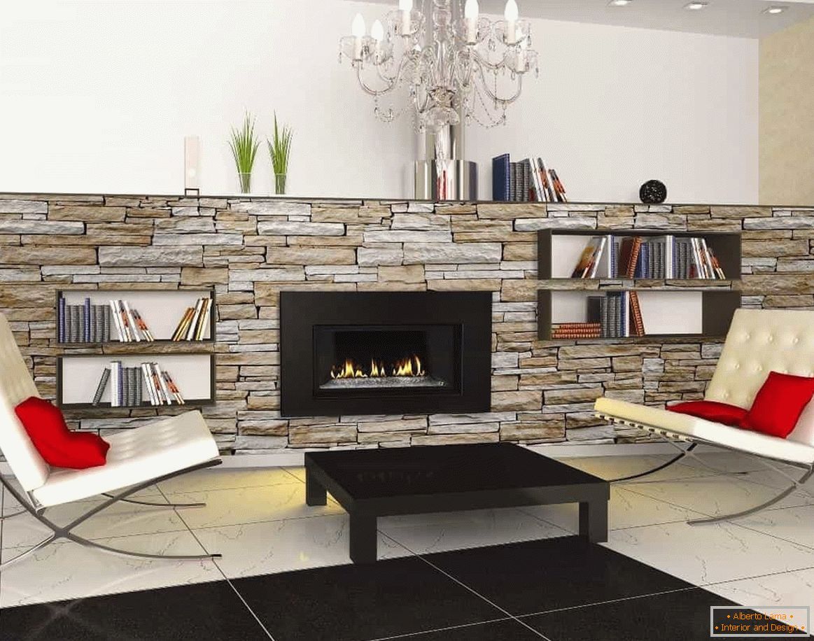 Elegant stone texture in the living room