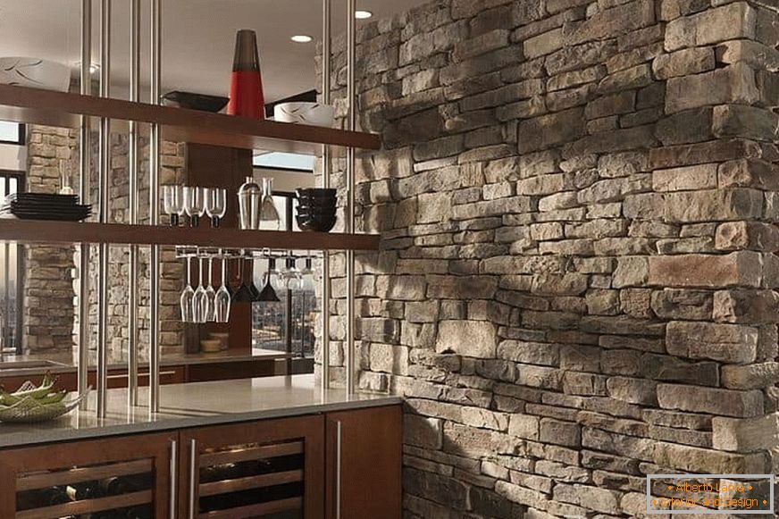 Bar counter and large stone